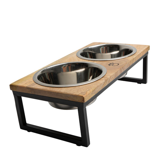 Mango Wood Elevated Pet Feeder